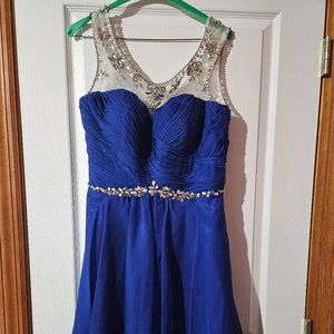 Royal Blue Bejeweled Homecoming Dress